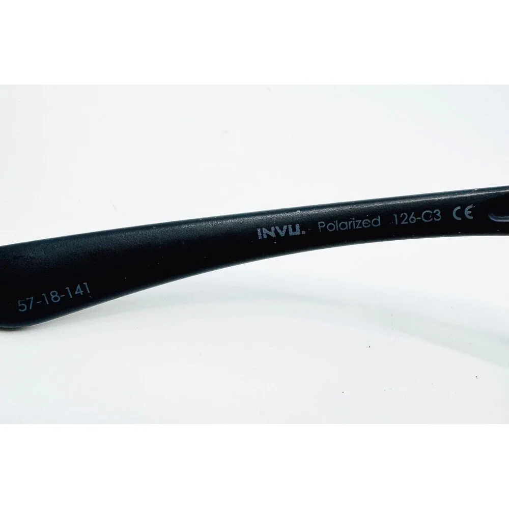 INVU Sunglasses Mens Black Rectangle 126-C3 57-18-141